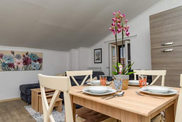 Apartmaji Aleks 1 nahaja se na atraktivni lokaciji obdan rožami apartma za 2 osebi v Malem Lošinj.
